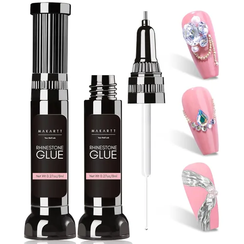 Miniatura 13 de Makartt Pegamento de diamantes de imitación para uñas: pegamento de uñas de gel súper fuerte para dijes de uñas, decoraciones de gemas, arte de uñas