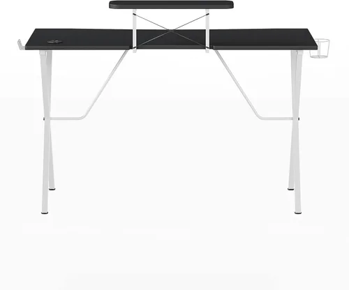 Miniatura 8 de EMMA + OLIVER Soporte para tazas de escritorio para juegos negro/blanco y negro, gancho para auriculares, soporte para monitor