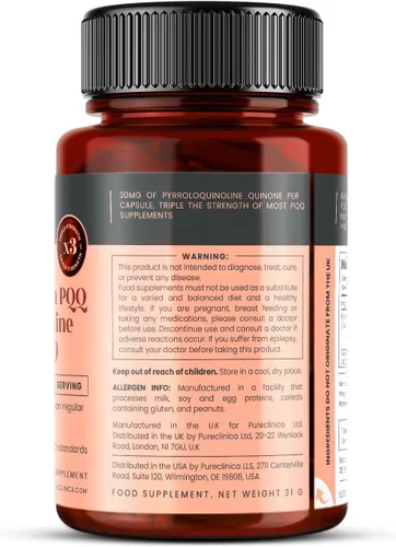Miniatura 9 de Triple Strength PQQ (pirroloquinolina quinona) - Masivo 30mg x 60 cápsulas vegetarianas - 300% más fuerte que la mayoría de nuestros competidores