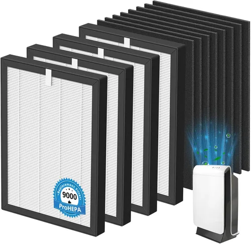 Miniatura 12 de Filtro de repuesto ProHEPA 9000 compatible con purificadores de aire VEVA 9000, 2 filtros de repuesto HEPA y 8 prefiltros de carbón activado