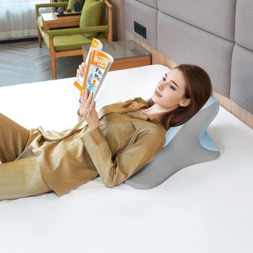 Miniatura 9 de Almohada de lectura para cama, para acostarse, inclinarse y boca abajo, almohada ergonómica de espuma viscoelástica para cabecero, almohada de apoyo