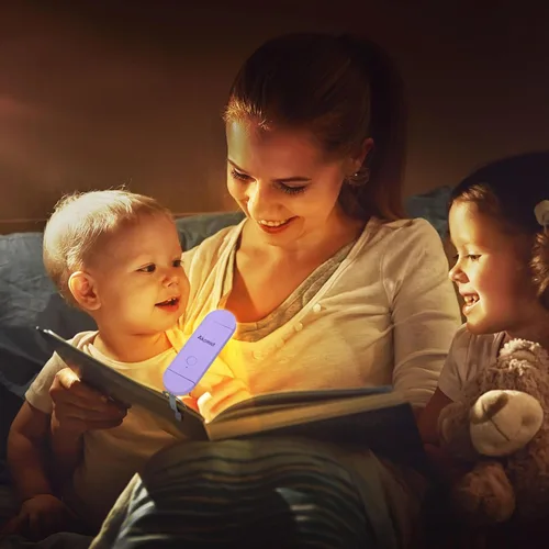 Miniatura 3 de Akomid Luz recargable USB para leer en la cama, 8 LED estilo marcador con clip, modo de luz ámbar cuidado de los ojos para niños, bloqueo de luz
