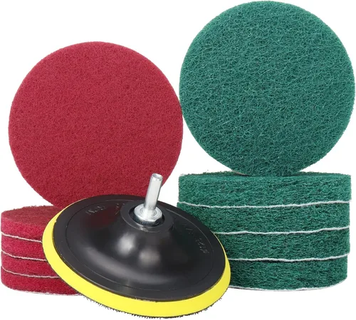 Miniatura 8 de Cepillo de taladro de 3 pulgadas, limpiador de azulejos y bañera resistente, kit de limpieza para el hogar, incluye accesorio de taladro, 5 rojas, 5