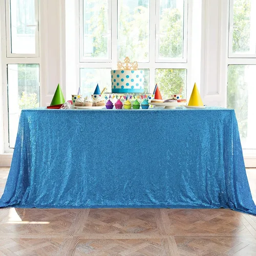 Miniatura 99 de JYFLZQ Mantel de lentejuelas azul bebé de 50 pulgadas, pequeño, redondo, brillante, para boda, fiesta de cumpleaños, baby shower