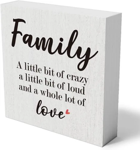 Miniatura 10 de mmiishe Letrero decorativo de madera para la familia, decoración de la sala de estar, decoración rústica de casa de campo, para estante de 5 x 5