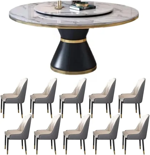 Miniatura 7 de LITFAD Glam Marble Furniture - Mesa de comedor y sillas de altura estándar para 4 mesas de comedor giratorias para restaurante casero, juego de 5