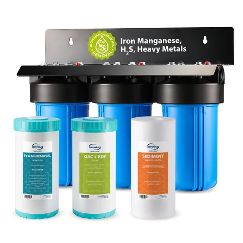 Miniatura 16 de iSpring Sistema de filtro de agua para toda la casa, reduce hierro, manganeso, cloro, sedimentos, sabor y olor, filtro de hierro de 3 etapas