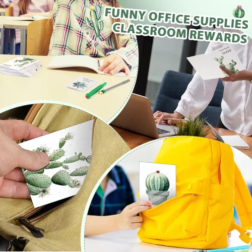 Miniatura 7 de Colarr Juego de 48 regalos temáticos de cactus, a granel con bonitos bolígrafos de cactus de dibujos animados, bloc de notas de bolsillo