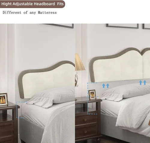 Miniatura 4 de BSHOMGI Cabecera Queen para montar en la pared para paneles de cabecera de cama ajustables, cabecera tapizada de terciopelo para dormitorio