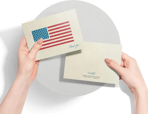 Miniatura 3 de Twigs Paper - Tarjetas de agradecimiento con la bandera estadounidense, tarjetas patrióticas estacionarias en blanco con sobres, tarjeta