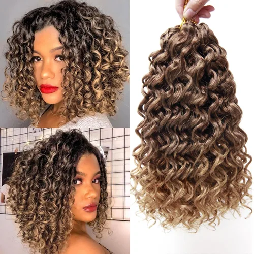 Miniatura 50 de QRHSUKA - Mechones rizados con ganchillo GoGo, cabello ondulado con ganchillo de agua para mujeres, sintético gris, trenzado bohemio, trenza de onda