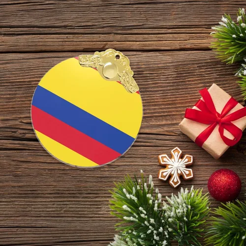 Miniatura 5 de Bandera de Colombia imprimir cristal redondo adorno de Navidad, colgante de cristal, decoración del árbol de Navidad o regalo