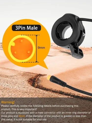 Miniatura 3 de Ebike de acelerador de pulgar, acelerador de pulgar eléctrico para bicicleta con conector macho, acelerador de acelerador de dedo de control