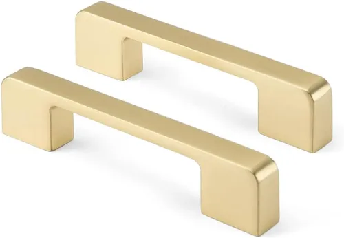 Miniatura 19 de Rergy Tiradores de cocina para gabinetes, paquete de 10 unidades doradas de 5 pulgadas con agujero central, herrajes cuadrados para cajones de Oro
