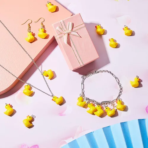 Miniatura 6 de Jetec 40 dijes de pato de resina, cuentas para mujeres adultas, fabricación de joyas, pulseras, collares, aretes, llavero, manualidades, regalos
