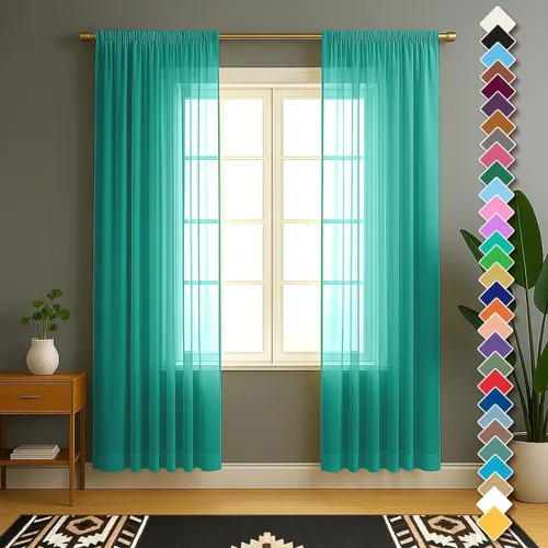 Miniatura 51 de YHSF Cortinas traslúcidas – Juego de 2 paneles para decoración del hogar – Elegantes cortinas de gasa sólida con bolsillo para barra