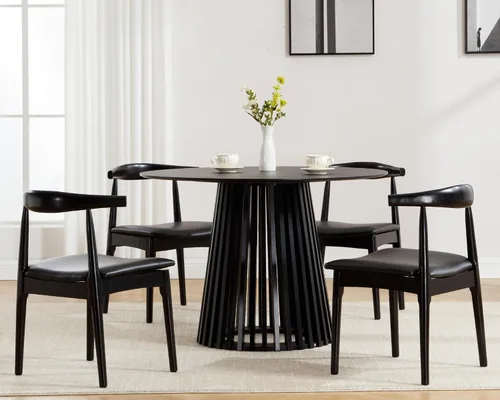 Miniatura 11 de VESCASA Juego de 2 sillas de comedor de mediados de siglo, sillas de comedor tapizadas de piel sintética, sillas de comedor de madera maciza
