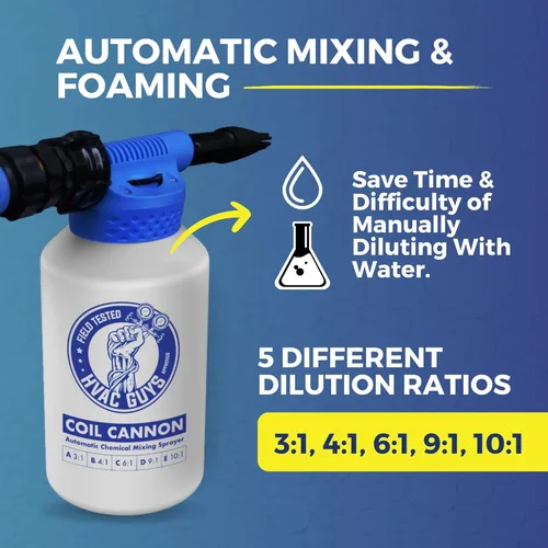 Miniatura 2 de HVAC Guys Cañón de bobina Pulverizador automático de mezcla de espuma de CA Compatible con todos los limpiadores y productos químicos 5