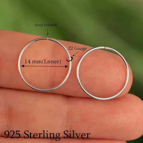 Miniatura 80 de Aretes de aro de oro de plata – Aretes de aro para mujer, dos piezas de aros de plata fina rellenos de oro, aro de hélice, anillo de tragus, aro