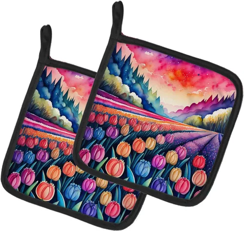 Miniatura 64 de Caroline's Treasures Juego de soportes para ollas de cocina coloridos de Asters, resistentes al calor, almohadillas calientes para cocinar, hornear