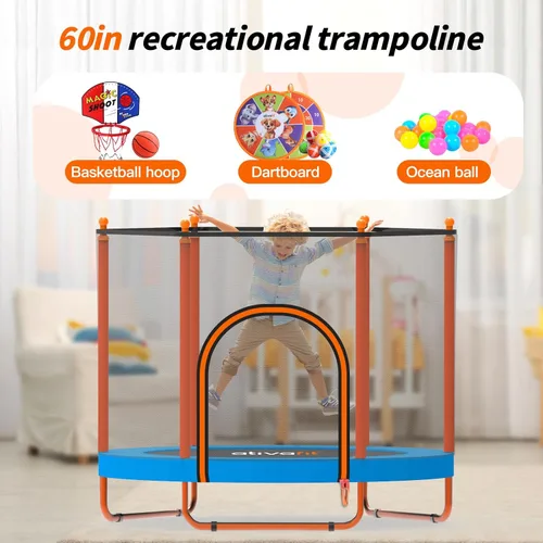 Miniatura 10 de Ativafit - Cama elástica de 60 pulgadas, para interiores y exteriores, para niños de 1 a 8 años, cama elástica recreativa de 5 pies para niños