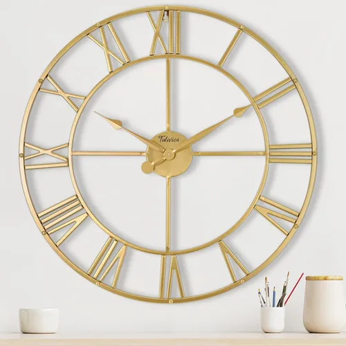 Reloj de pared grande de 24 pulgadas, decoración de pared vintage de granja, arte de pared de metal bohemio, decoración del hogar para sala de