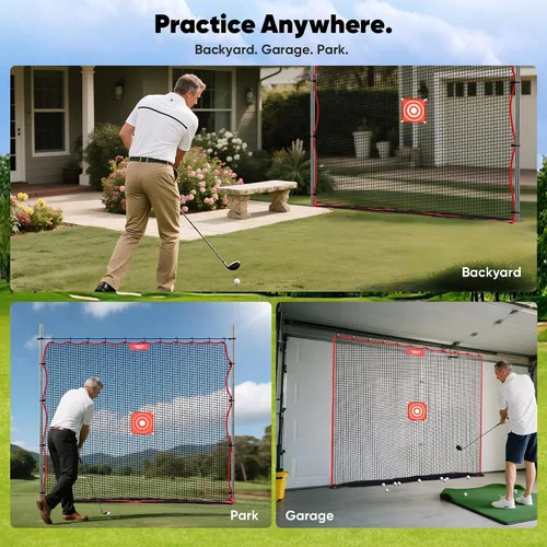 Miniatura 7 de Red de práctica de golf, barrera de red multideportiva resistente de 10 pies 15 pies 20 pies 25 pies Red de golf para garaje, ideal