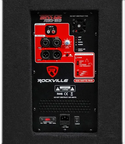 Miniatura 6 de Rockville RBG18S subwoofer PA de 18 pulgadas, 2000 W pico/500 W RMS, alimentación activa, DSP y limitador, crossover ajustable, madera de birch de 7