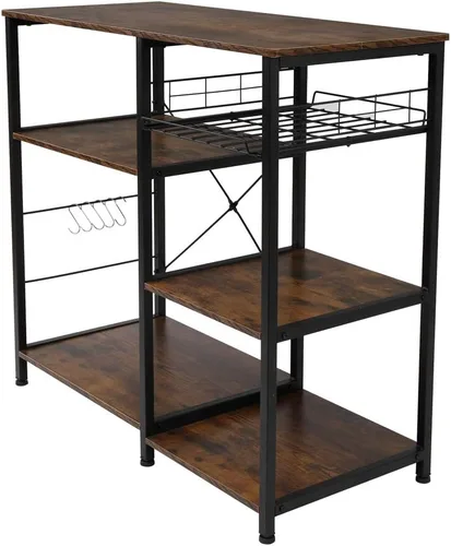 Miniatura 8 de Estante de cocina para hornear y microondas con estantes ajustables para electrodomésticos, estante de almacenamiento de electrodomésticos