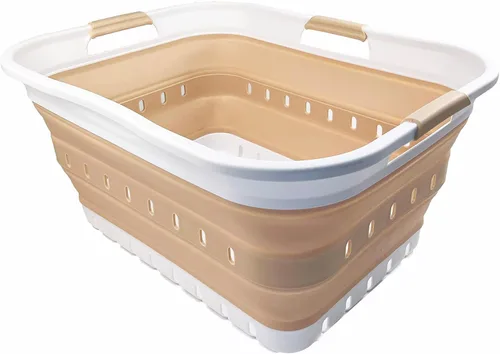 Miniatura 17 de SAMMART Cesta plegable de plástico para la ropa sucia de 42L (11 galones), contenedor de almacenamiento plegable y organizador, cesta que ahorra