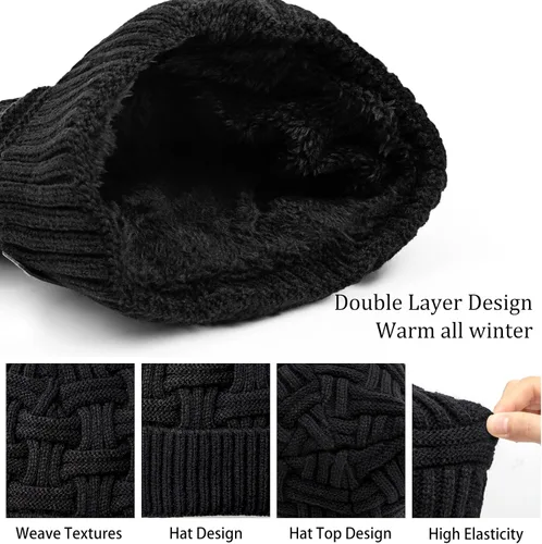 Miniatura 36 de Loritta Gorro de invierno cálido de punto grueso y holgado para hombre
