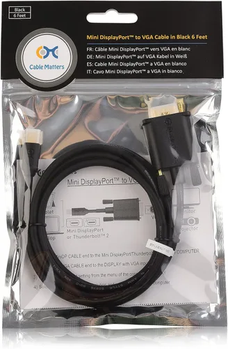 Miniatura 6 de Cable Matters Cable Mini DisplayPort a VGA (cable Mini DP a VGA) en negro de 6 pies - Compatible con Thunderbolt y Thunderbolt 2