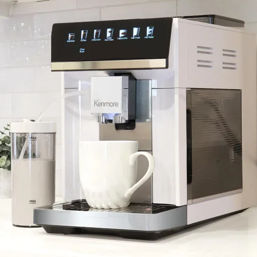 Miniatura 2 de Kenmore Cafetera de Café Completamente Automática - con Molinillo, Espumador de Leche y Vaporizador, Tamper Automático, Máquina de Espresso Blanco