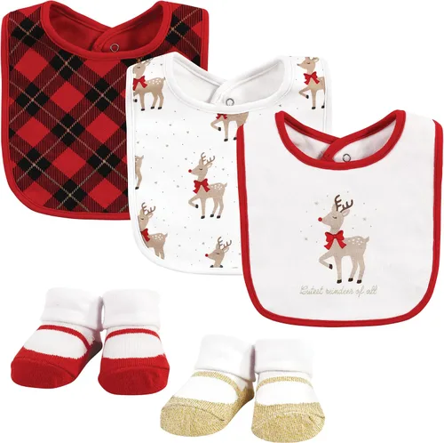 Miniatura 44 de Hudson Baby Conjunto de babero y calcetines unisex de algodón para bebé