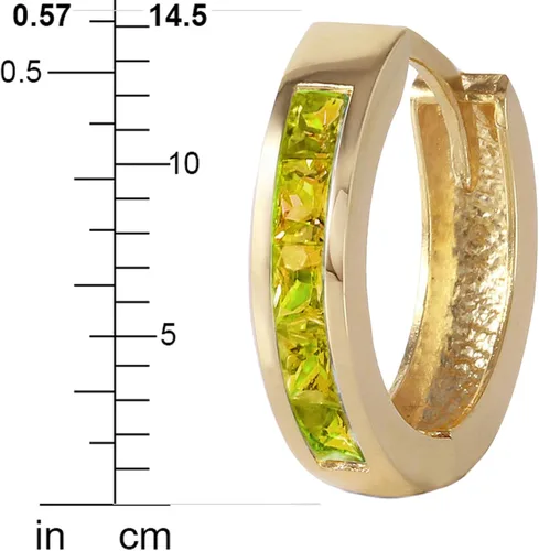 Miniatura 4 de Galaxy Gold GG Aretes de aro de oro macizo de 14 quilates con peridoto natural de corte princesa, Metal Gema, Peridoto