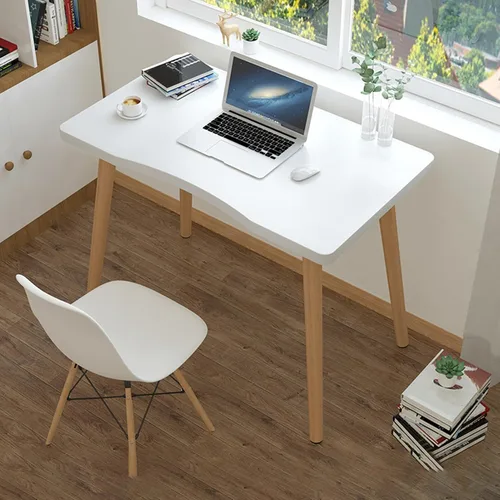 Miniatura 2 de Mesa de comedor rectangular moderna, madera maciza, tinte blanco, 27.56 x 15.75 x 28.74 pulgadas