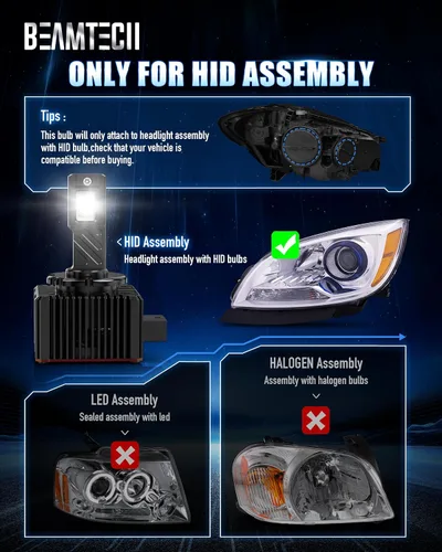Miniatura 5 de BEAMTECH Bombilla D1S/D1R, 28000 lúmenes, 80 W, 6500 K, color blanco, Plug and Play, con ventilador de refrigeración, bombilla antiniebla ATV/UTV