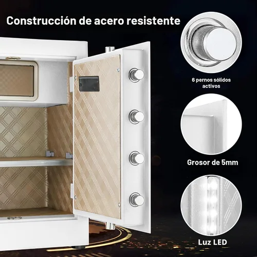 Miniatura 4 de TIGERKING Caja fuerte de seguridad resistente de 2.05 pies cúbicos para el hogar, bloqueo digital para pantalla táctil, antirrobo, estantes Blanco