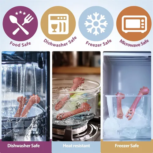 Miniatura 4 de akolik Cucharas para bebé, suministros de destete LED para recién nacidos, cucharas de silicona para masticar bebés, utensilios para hacer puré