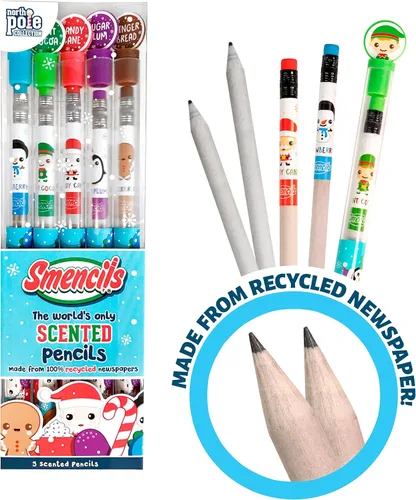 Miniatura 3 de Holiday Smencils Cylinder - Lápices perfumados gourmet patentados HB #2, 50 unidades, regalos para niños, recuerdos de fiesta, recompensas