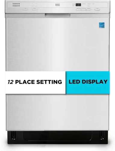 Miniatura 11 de BLACK+DECKER Lavavajillas empotrado de 24 pulgadas, capacidad para 12 cubiertos con tina de acero inoxidable, lavavajillas con 6 programas