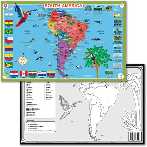 Miniatura 16 de Tot Talk Map of Africa Kids - Mantel individual educativo para niños, colección Part of Our World con actividades en la parte posterior, manteles