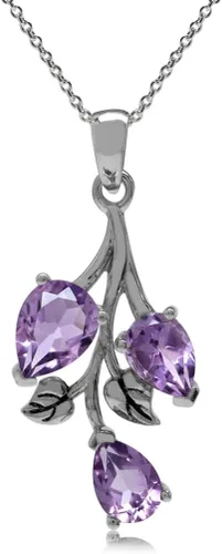 Silvershake Pear Shape Gemstone Antique Finishing 925 Sterling Silver Leaf Pendant or Pendant with 18 Inch Chain Necklace Jewelry for Women