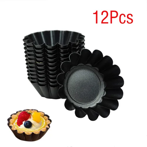 Miniatura 6 de Paquete de 12 mini moldes para tartas de acero al carbono antiadherentes, molde para tartas, magdalenas, pudines para magdalenas, tartas chinas