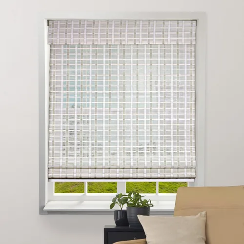 Miniatura 8 de ARLO BLINDS - Persianas romanas de bambú natural traslúcido con faldón y sin cordón para ventanas interiores, incluye herrajes de montaje, 20