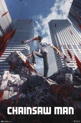 Miniatura 9 de Chainsaw Man - Póster de pared de arte clave, 22.4 pulgadas de largo x 14.7 pulgadas de ancho, versión enmarcada de madera de granero