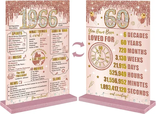 Miniatura 9 de Bumqviy Decoración de cumpleaños número 16 para niñas, cartel de madera de dos caras de oro rosa con soporte, regalo de cumpleaños de 16 años de edad
