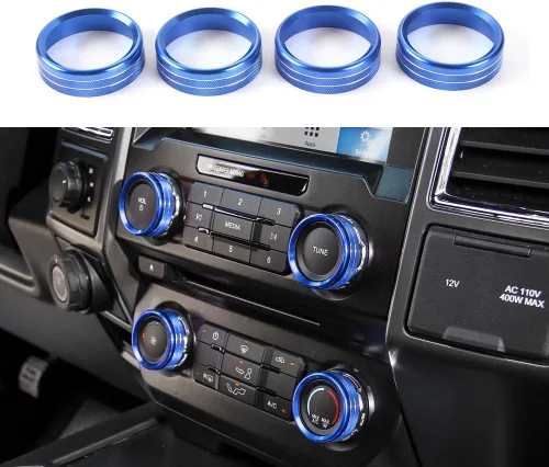 Miniatura 12 de Keptrim Para interruptores de aire acondicionado F150, perilla de CA VOL, botón de anillo para Ford F150 XLT 2015 2016 2017 2018 2019, aluminio Negro