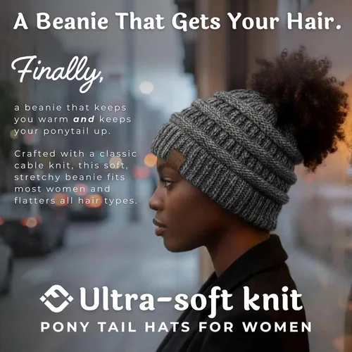 Miniatura 188 de Funky Junque - Gorro para mujer con ranura para cola de caballo