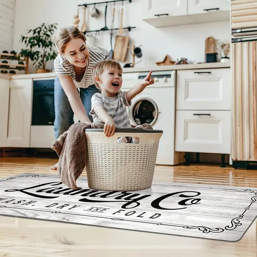 Miniatura 4 de KOZYFLY Alfombra Pasillo para Cuarto de Lavado 20"x60" Alfombras de Cocina Antideslizantes Lavables Tapete para Cuarto de Lavado Alfombra Pasillo